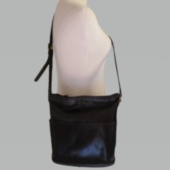 Coach Black Leather Crossbody Bucket Bag - Picture 2 of 8
